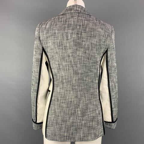 STRENESSE Talla 4 Blazer de mezcla de algodón blanco y negro