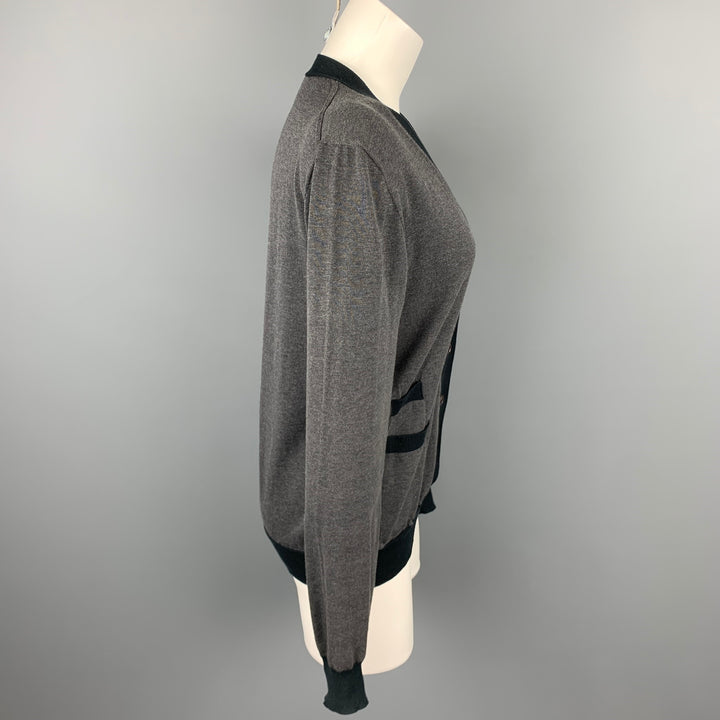 MARNI Size 6 Grey Jersey Two Tone Cotton Cardigan