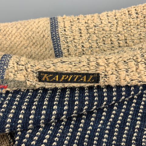 KAPITAL One Size Olive & Brown Patchwork Cotton Neck Warmer Scarf