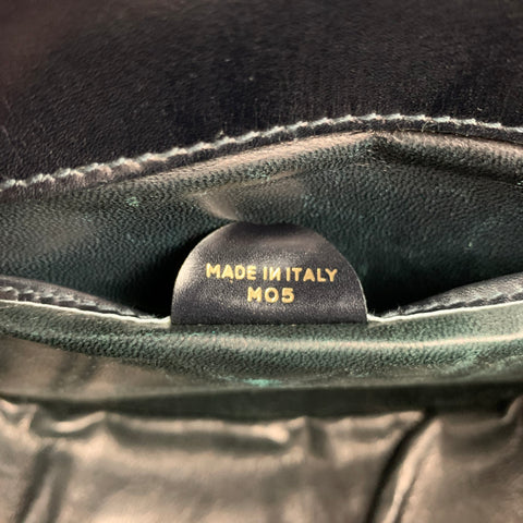 Vintage CELINE Black Leather Crest Saddle Handbag