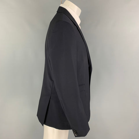 VALENTINO Size 42 Navy Wool Mohair Notch Lapel Sport Coat