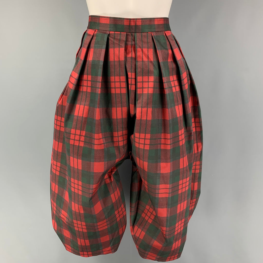 COMME des GARCONS Size M Red Green Cotton Polyester Plaid Balloon Casual Pants
