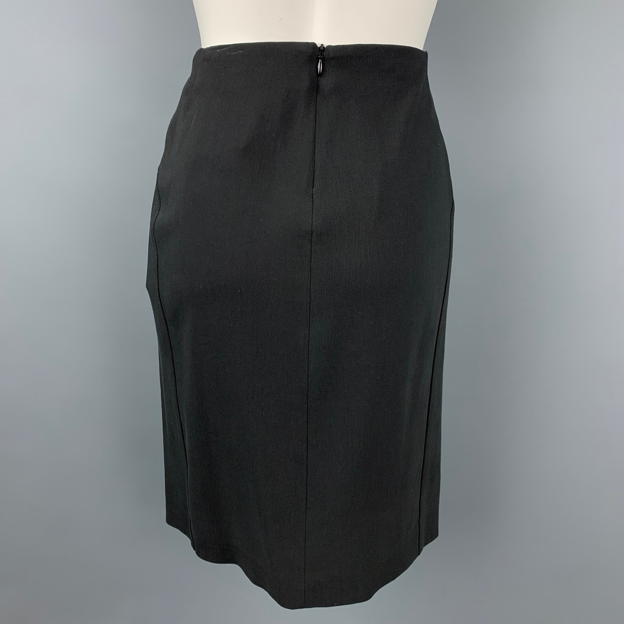 MAISON MARTIN MARGIELA Size 4 Black Cotton / Silk Pencil Skirt