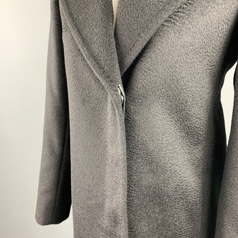 MAX MARA Size 4 Black Peak Lapel Hidden Buttons Coat