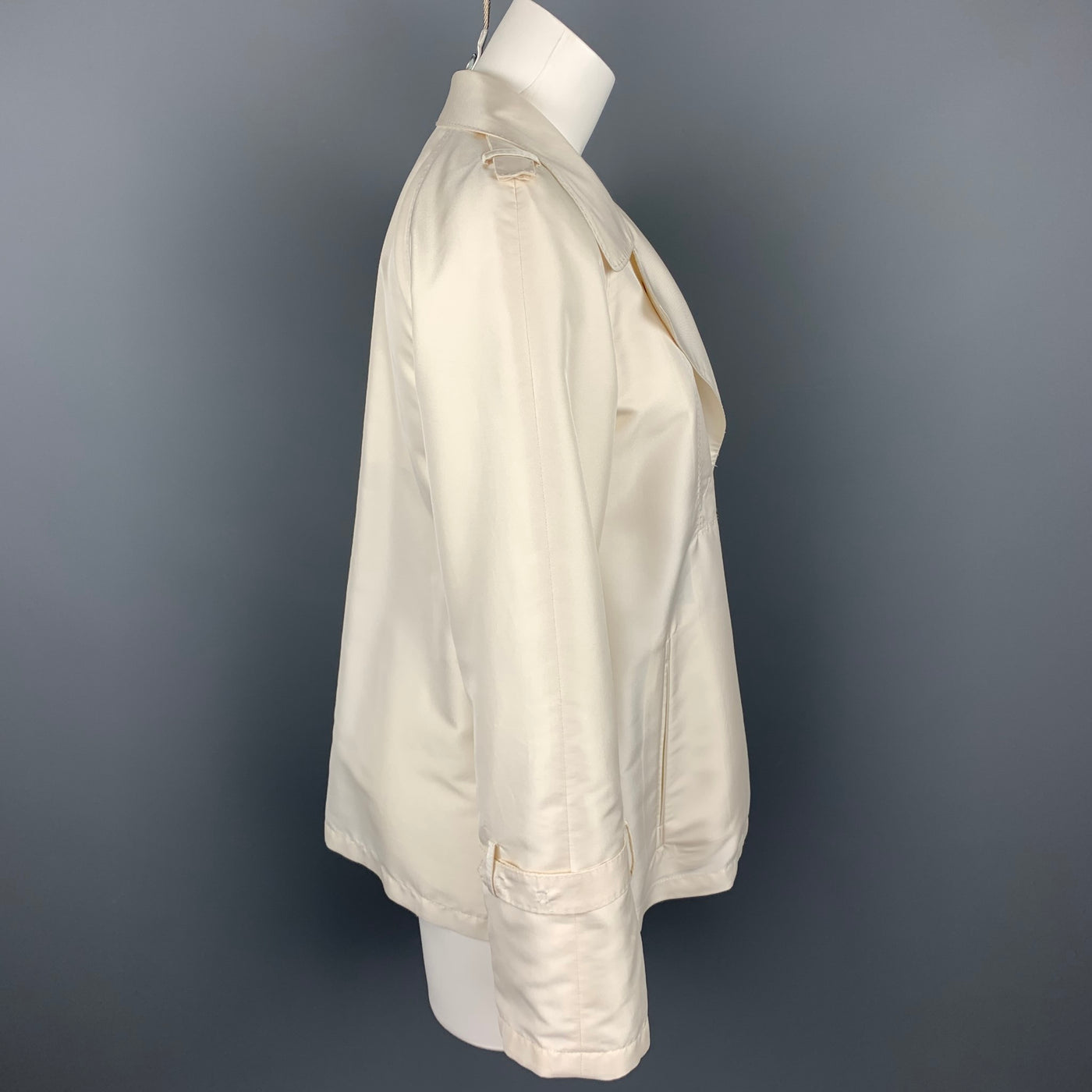 CoSTUME NATIONAL Size 2 Cream Twill Polyester A-Line Jacket