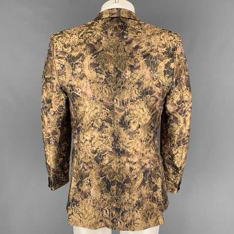 LORDS & FOOLS Size 42 Gold Black Jacquard Polyester Blend Sport Coat