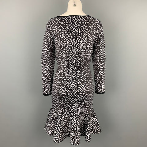 REBECCA TAYLOR Talla S Vestido de mezcla de viscosa de punto negro y lila