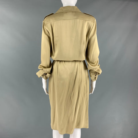 RALPH LAUREN Taille 8 Robe portefeuille en acétate de viscose doré