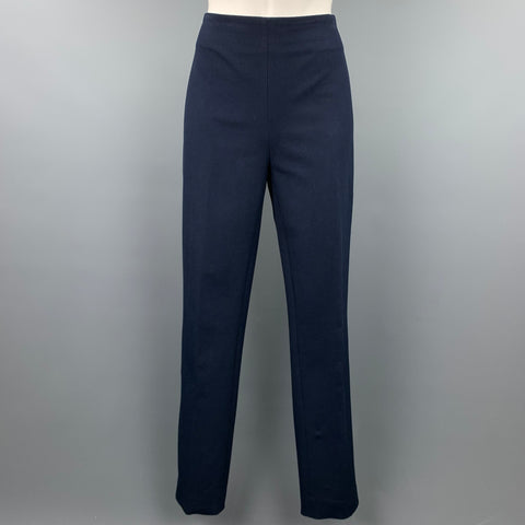 JOSEPH Size 12 Navy Gabardine Viscose / Cotton Dress Pants