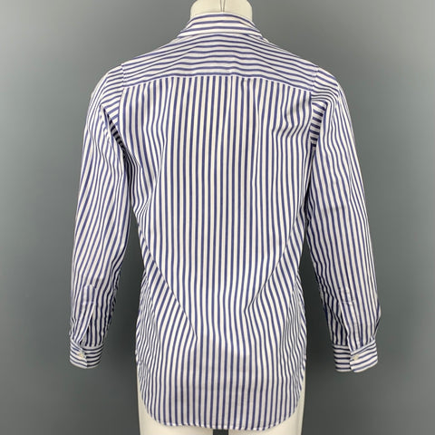 PAUL HARNDEN Size M Blue & White Stripe Cotton Pointed Collar Long Sleeve Shirt