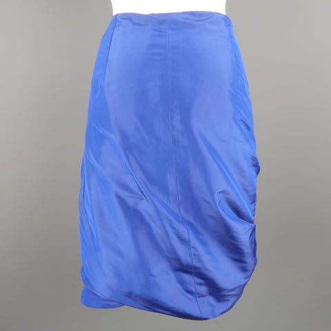PAUW Taille S Jupe asymétrique en soie bleu royal à ourlet bulle