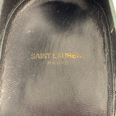 SAINT LAURENT Size 11 Silver Metallic Leather Lace Up Shoes