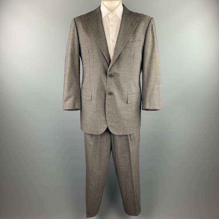 LUCIANO BARBERA Size 44 Regular Gray Heather Wool Notch Lapel Suit