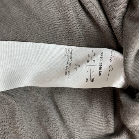RICK OWENS F/W 19 Size 4 Taupe Cotton Lary Tank Dress