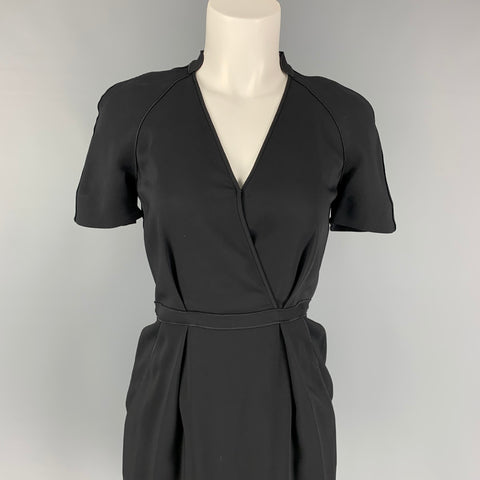 STELLA McCARTNEY Size 2 Black Viscose Pleated V-Neck Dress