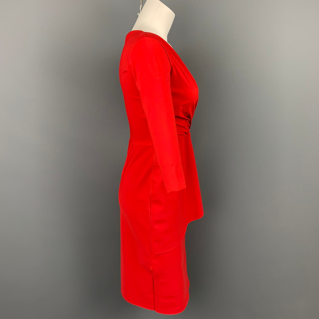 CHIARA BONI Vestido de cóctel con cuello en V y peplum de poliamida rojo talla 4