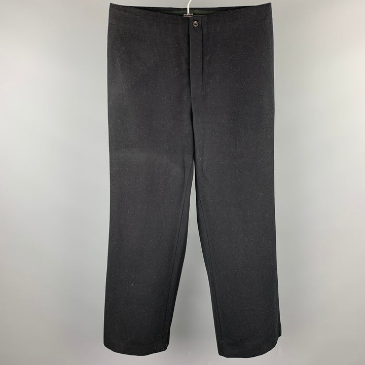 GUCCI Taille 34 Pantalon habillé en laine noire avec braguette boutonnée et jambe droite
