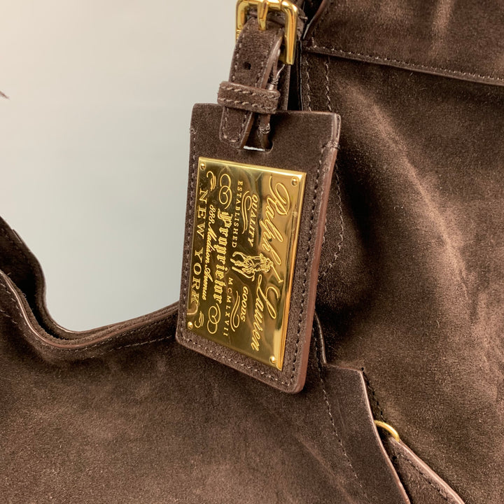 RALPH LAUREN Brown Suede Hobo Handbag