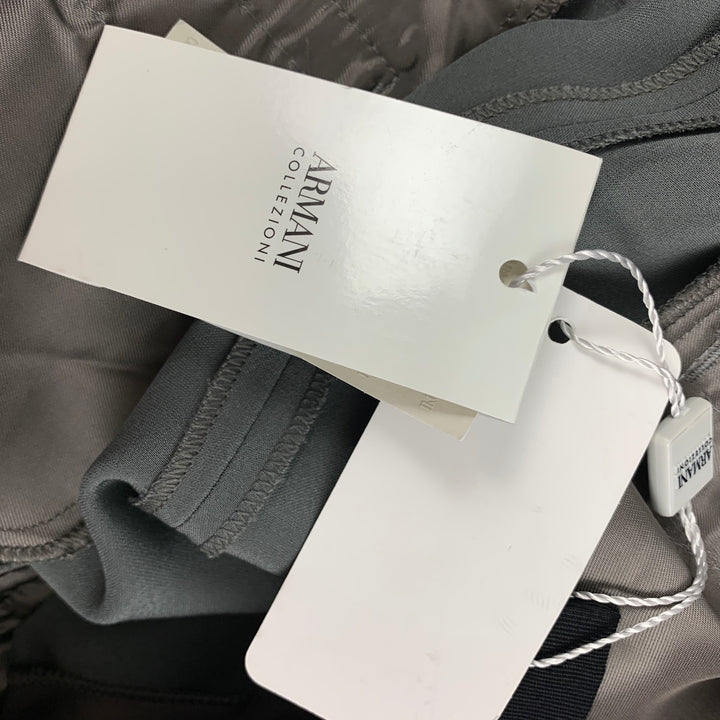 ARMANI COLLEZIONI Taille 6 Pantalon habillé à jambe large plissé en soie et acétate gris