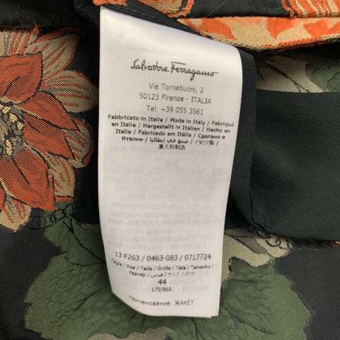 SALVATORE FERRAGAMO Size 8 Black Orange Beige Jacket Blazer