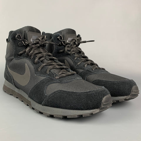 NIKE Talla 12 Zapatillas altas de gamuza de malla de tejidos mixtos negros