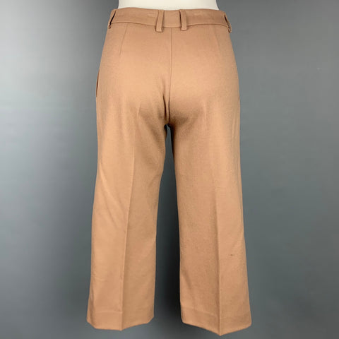 M MISSONI Size 2 Khaki & Turquoise Wool Cropped Belted Casual Pants