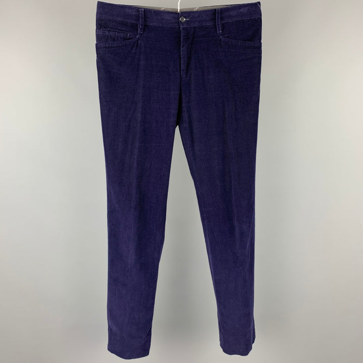 DOLCE &amp; GABBANA Taille 32 Pantalon décontracté en coton violet aubergine avec braguette zippée