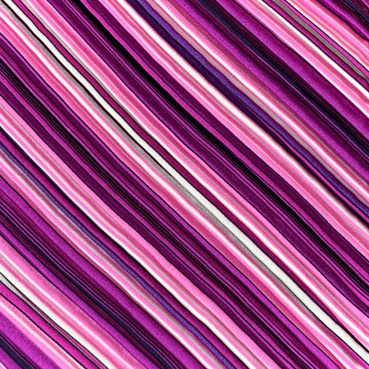VITALINO PANCALDI Pink & Purple Diagonal Striped Pleated Silk Tie