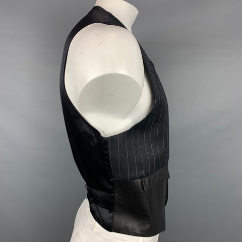 JOHN RICHMOND MAN Chaleco abotonado de lana con patchwork de rayas gris carbón y gris Talla XL