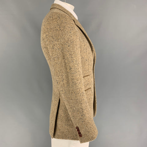SHIPLEY and HALMOS Size 42 Oatmeal Tweed Wool Notch Lapel Sport Coat