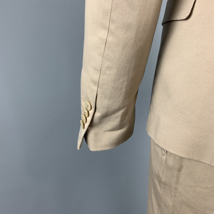 DANIELE ALESSANDRINI Khaki Cotton / Elastane 36 x 36 Peak Lapel Suit