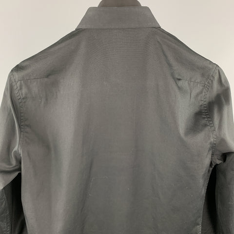 DIOR HOMME Taille XS Chemise à manches longues en coton perlé noir avec boutons cachés