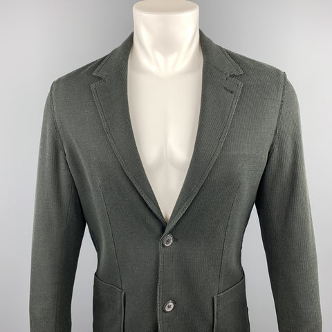 LANVIN Size 38 Charcoal Woven Cotton Notch Lapel Sport Coat