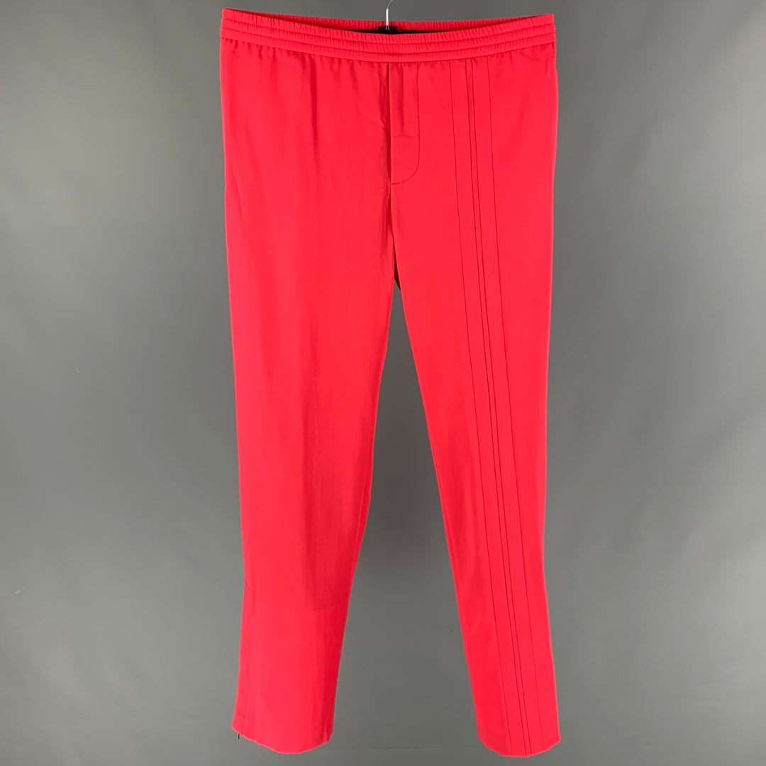 VALENTINO Size 30 Coral Wool Elastic Waistband Casual Pants