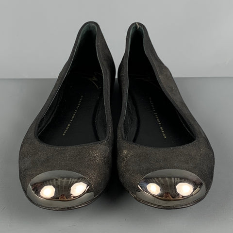 GIUSEPPE ZANOTTI Taille 8.5 Chaussures plates en cuir métallisé et matériaux mélangés