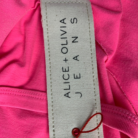 ALICE + OLIVIA Size M Pink Distressed Viscose Crew-Neck T-shirt