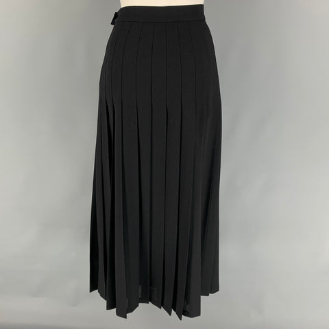 ESCADA Talla 8 Falda larga plisada de lana negra