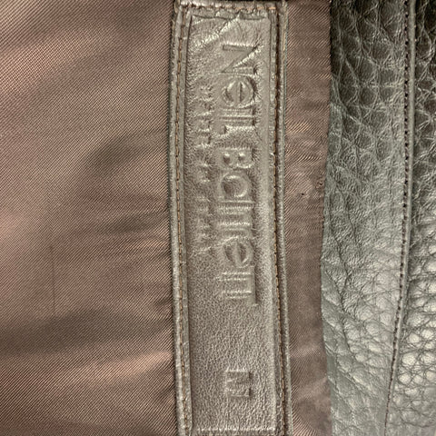 NEIL BARRETT Size M Brown Pebble Grain Leather Biker Jacket