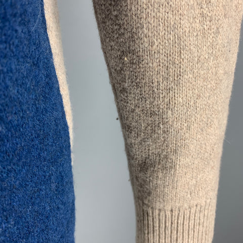 JOSEPH Size M Grey Blue Fair Isle Wool Crew-Neck Sweater