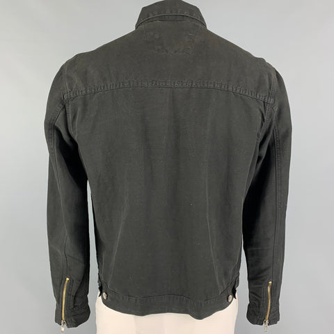 JOHN VARVATOS * U.S.A. Size L Black Cotton Linen Zip Up Jacket