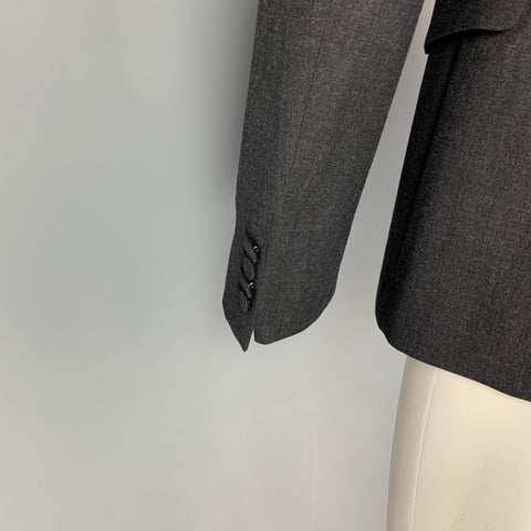 DRIES VAN NOTEN Size 38 Charcoal Wool Peak Lapel Sport Coat