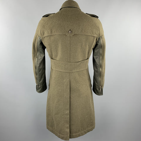MOSCHINO JEANS Size M Olive Wool Double Breasted Epaulette Coat