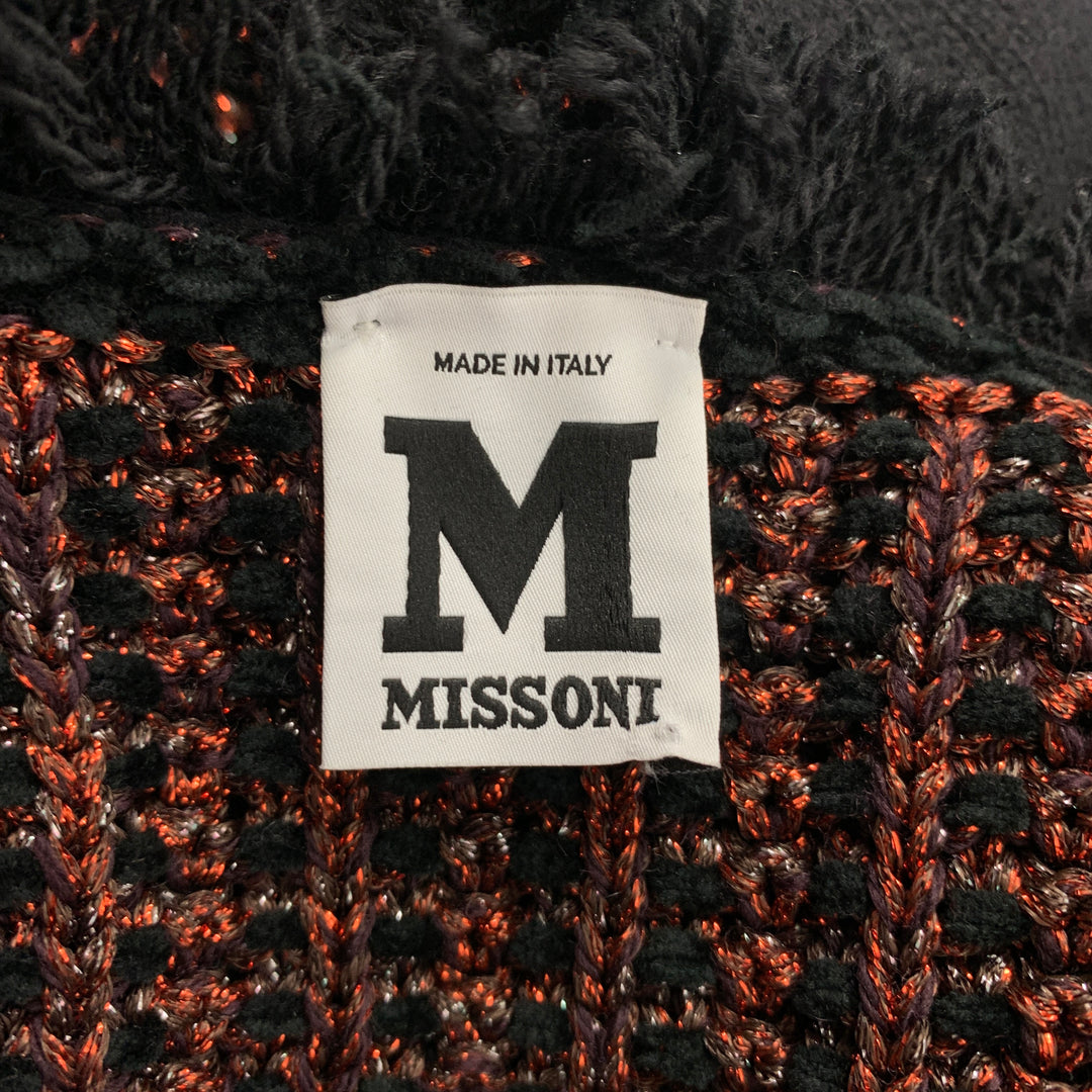 M MISSONI Size 6 Black & Red Acrylic Blend Metallic Coat