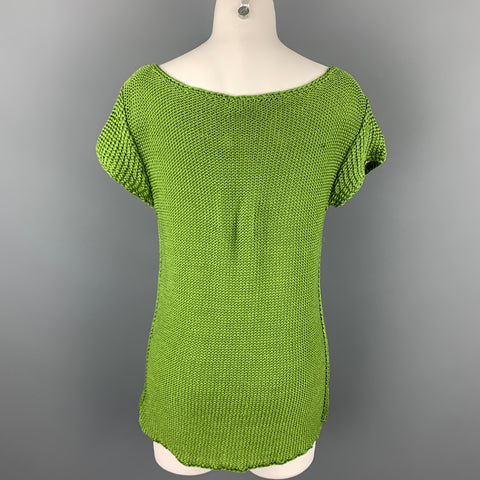TORY BURCH Taille S Pull à manches courtes en coton tricoté vert