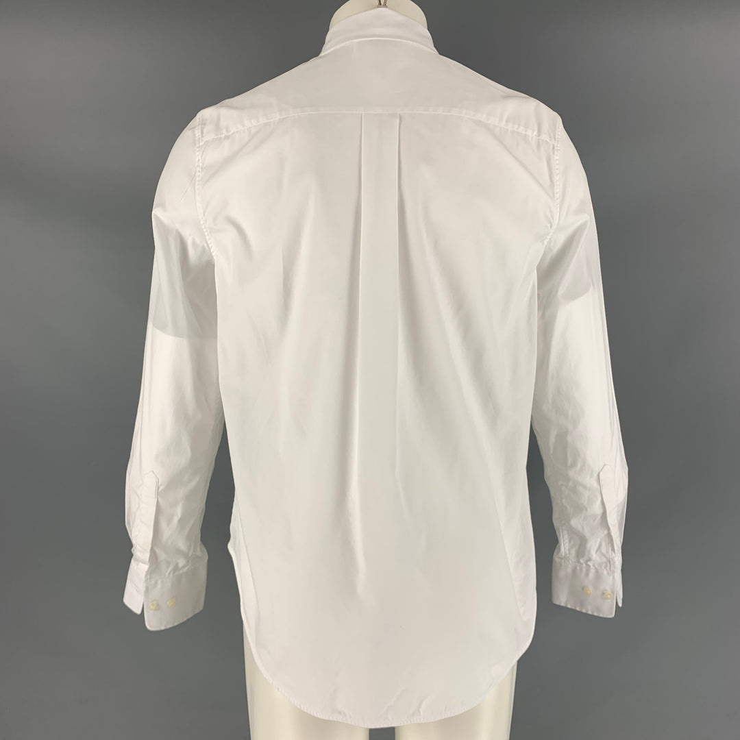 WARDROBE.NYC Size S White Solid Cotton Button Up Long Sleeve Shirt