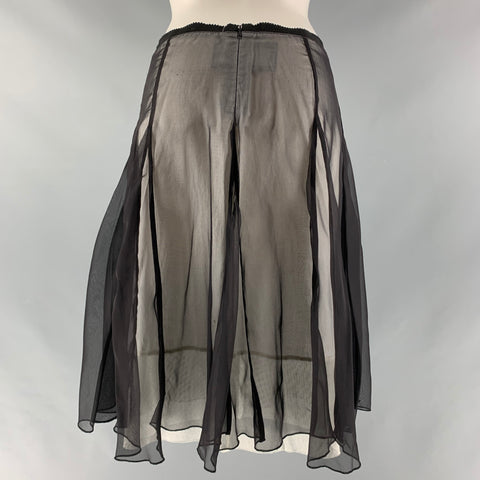 SPORTMAX Size 4 Black White Silk / Cotton See Through Skirt