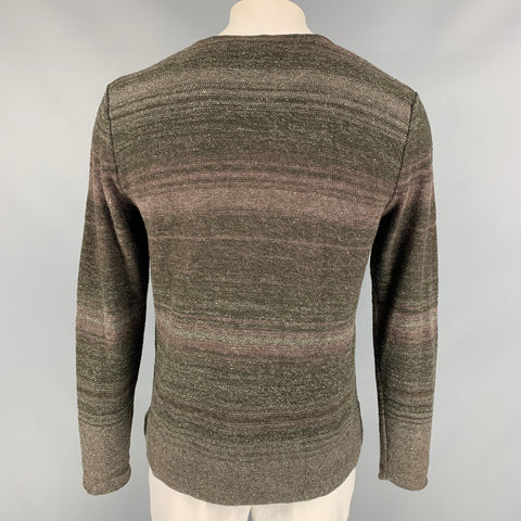 RRL by RALPH LAUREN Size L Brown & Taupe Knit Silk Blend Henley Pullover