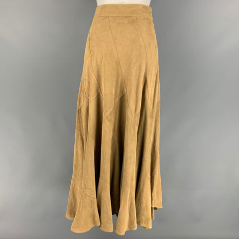 RALPH LAUREN Blue Label Size 6 Tan Suede Long Skirt