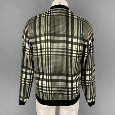 DOLCE & GABBANA Size S Olive Green Plaid Viscose Cotton Bomber Jacket