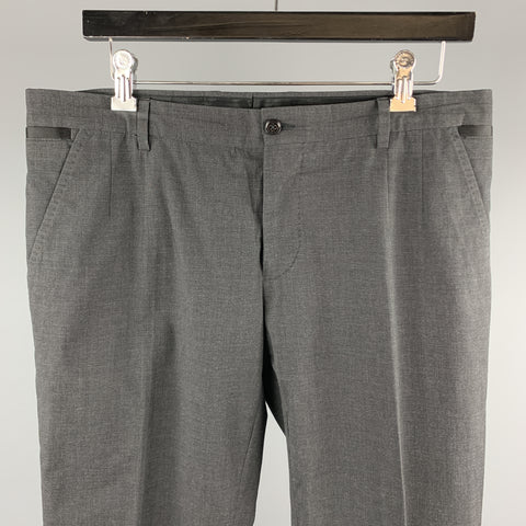 DOLCE & GABBANA Size 32 Charcoal Plaid Cotton Blend Tuxedo Dress Pants